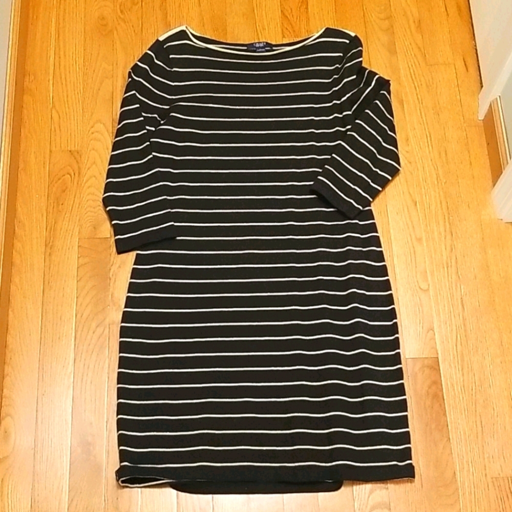 Chaps gold & black striped dress